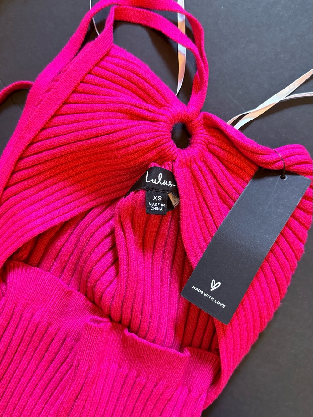 Lulu's Hot Pink Ribbed Midi Dress - Picture 4 of 4